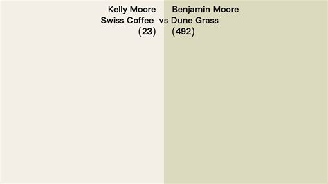 Kelly Moore Swiss Coffee 23 Vs Benjamin Moore Dune Grass 492 Side