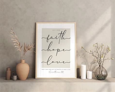 Faith Hope Love Abide Bible Verse Wall Artminimalist Etsy