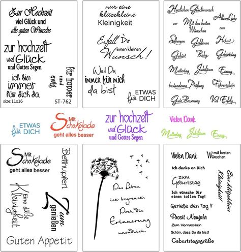 Silikonstempel Deutsche Texte Set 6 Blätter Clear Stamps Deutsche