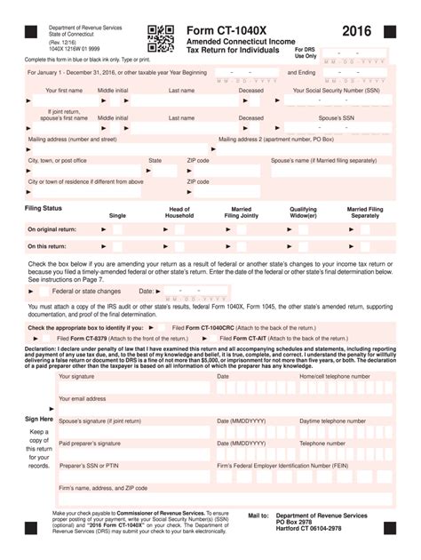 2016 Form Ct Drs Ct 1040x Fill Online Printable Fillable Blank Pdffiller