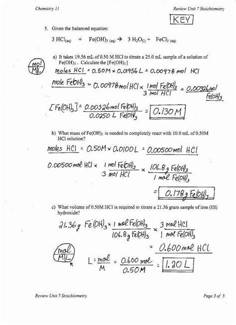 Mole Mole Stoichiometry Worksheets