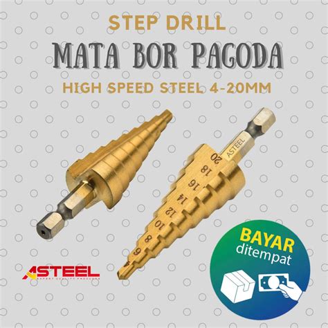 Asteel Multi Step Drill Bits Mata Bor Besi Baja Pagoda High Speed Steel