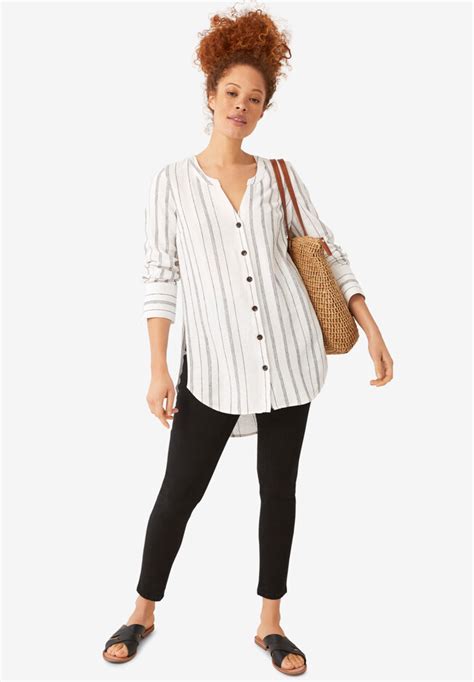 Striped Linen Blend Tunic Ellos