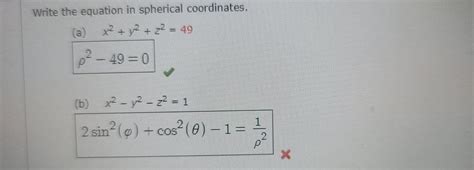 Solved Write The Equation In Spherical Coordinates A X2