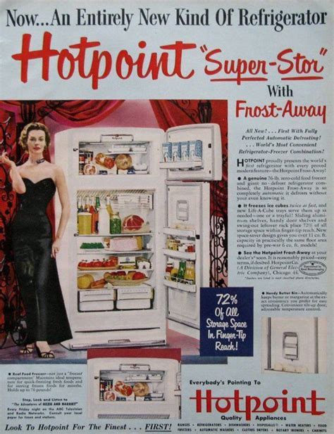 1953 Hotpoint Frost Away Refrigerator Ad Retro 1950s Kitchen Etsy