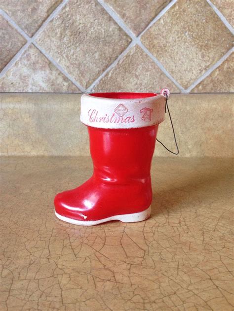 Santa Boot Christmas Ornament Vintage Plastic Boot Holiday Etsy