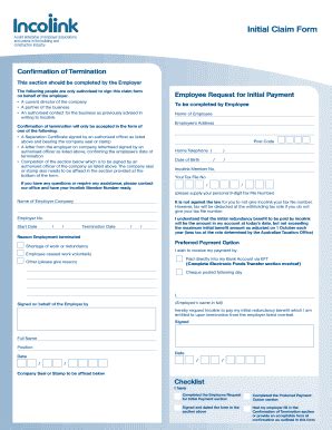 Fillable Online Initial Claim Form Incolink Fax Email Print PdfFiller