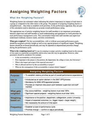 Fillable Online Lehigh Assigning Weighting Factors Lehigh University