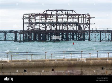 Remains Of The Old West Pier In Brighton East Sussex England Uk