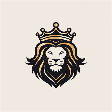 Minimalistic Logo With A Lion King Head In A Crown On White Background