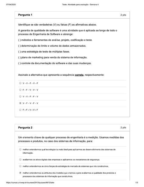 Univesp Sistemas De Informação Atividade Para Avaliação Semana 4