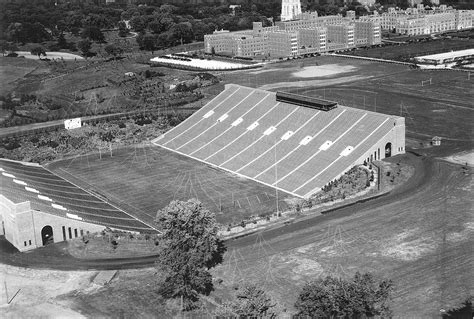 Iowa City Past: Aerial view of Iowa Stadium and University of Iowa...