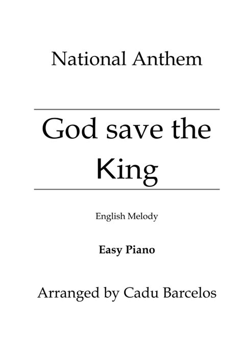 God Save The King Easy Piano Sheet Music National Anthem Easy Piano