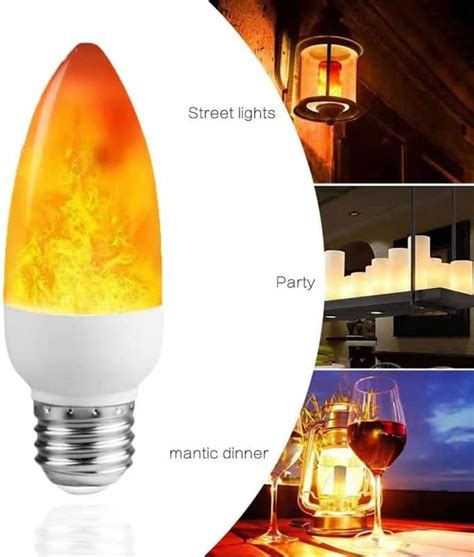 LED Flame Effect Light Bulb E26, Flickering Candle Light Bulbs, Atmosphere Lamp for Home Gardens ...