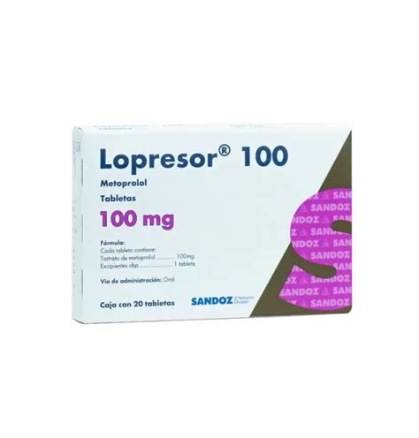 Lopresor 100 Mg Con 20 Tabletas