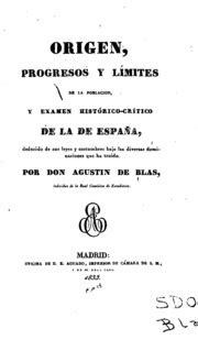 Origen progresos y límites de la población y examen histórico crítico