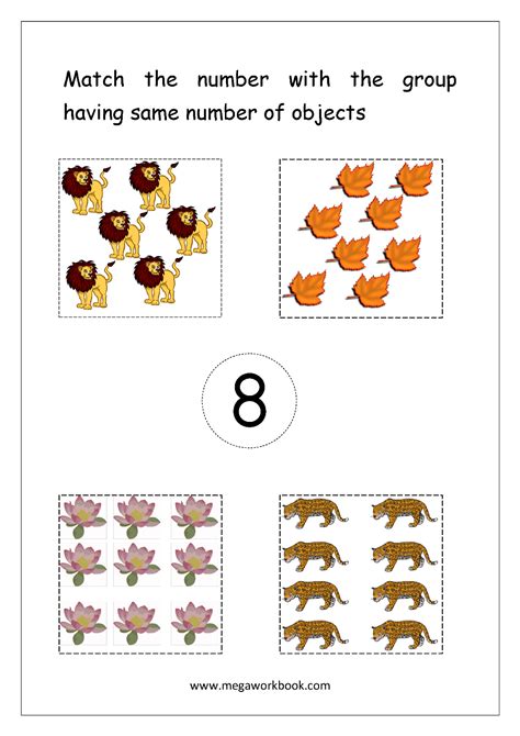 Free Printable Number Matching Worksheets For Kindergarten And Preschool Count And Match 1 10