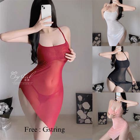 Jual Crystal Sexy Lingerie Dress Transparan Baju Tidur Wanita