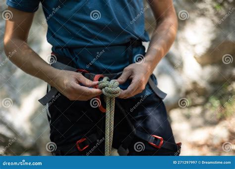 Male Climber Tying the Knot Stock Image - Image of grip, clothing ...