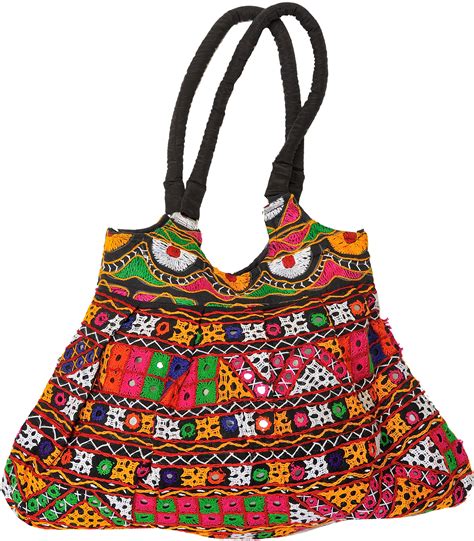 Multi Color Embroidered Jhola Bag From Kutch With Mirrors Exotic