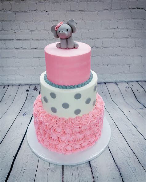 Elephant Themed Baby Shower Cake I Made For My Niece R Cakedecorating