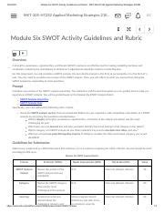 Module Six SWOT Activity Guidelines And Rubric MKT 205 H7232 Applied