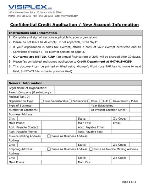 40 Free Credit Application Form Templates And Samples