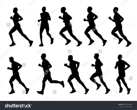 10 High Quality Marathon Runners Silhouettes Stock Vector Illustration 140939848 : Shutterstock