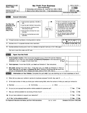 Fillable Online 2011 form schedule c ez net profit from business Fax ...