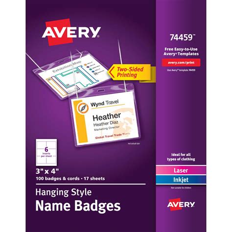 Avery Name Badges with Lanyards, Print or Write, 3" x 4", Badge Holders ...