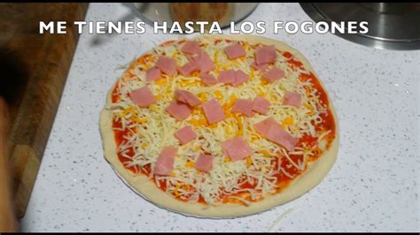 COMO HACER PIZZA CASERA DE JAMON Y QUESO horno de leña