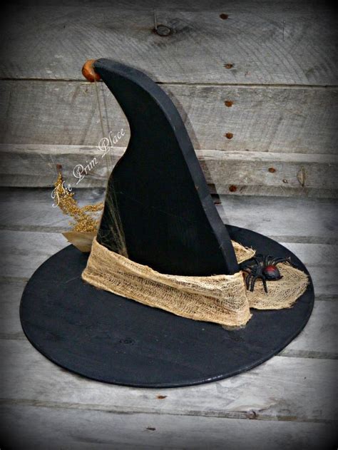 Primitive Wooden Witch Hat Halloween Decor Halloween Table Sitter Olde