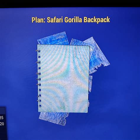 Safari Gorilla Backpack Plan Fallout 76 Xbox Etsy