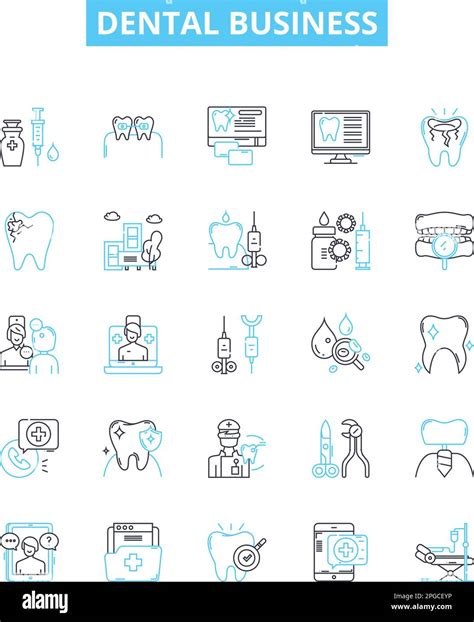 Dental Business Vector Line Icons Set Dentistry Oral Hygiene Teeth