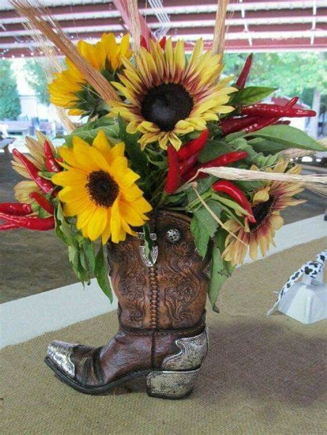 13 Best Western Flower Arrangements Images On Pinterest Cowboy Boot