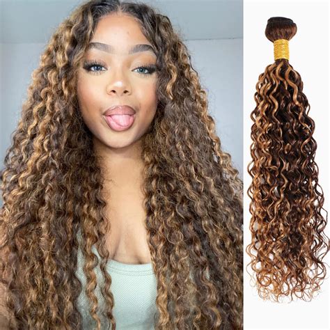 Amazon Water Wave Human Hair Bundles Ombre Honey Blonde Curly Bundles Glossy Shed Free