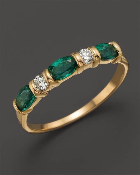 Emerald And Diamond Band In 14k Yellow Gold Bloomingdales