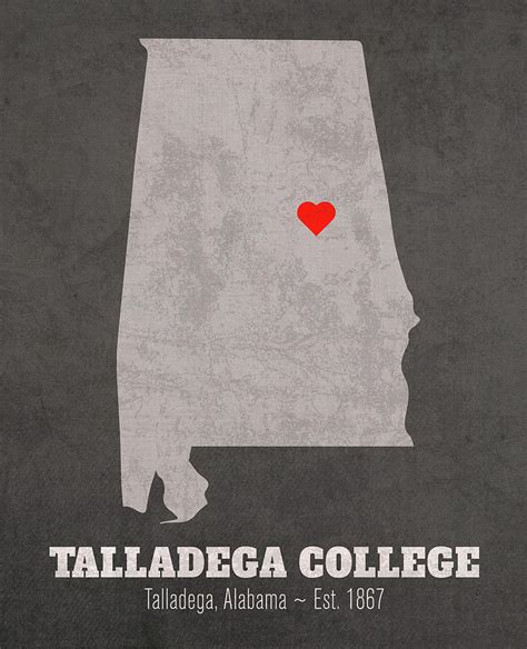 Talladega College Talladega Alabama Founded Date Heart Map Mixed Media