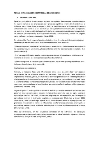 Tema 4 Metacognicion Y Estrategias De Aprendizaje 1 Pdf