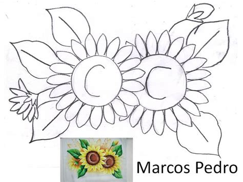 A Drawing Of A Sunflower With The Letter C On It