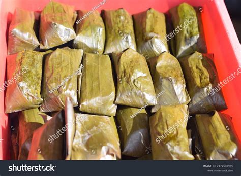 traditional indonesian food lontong lontong filled stock photo