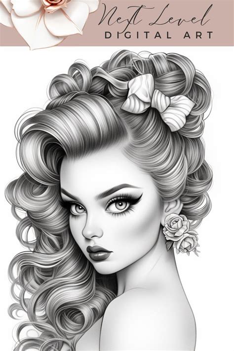 100 Beauty Queens Grayscale High Fashion Colouring Sheet Pages For