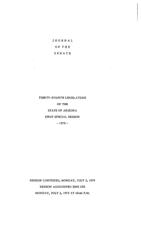 1979 Journal Of The Senate State Of Arizona Thirty Fourth