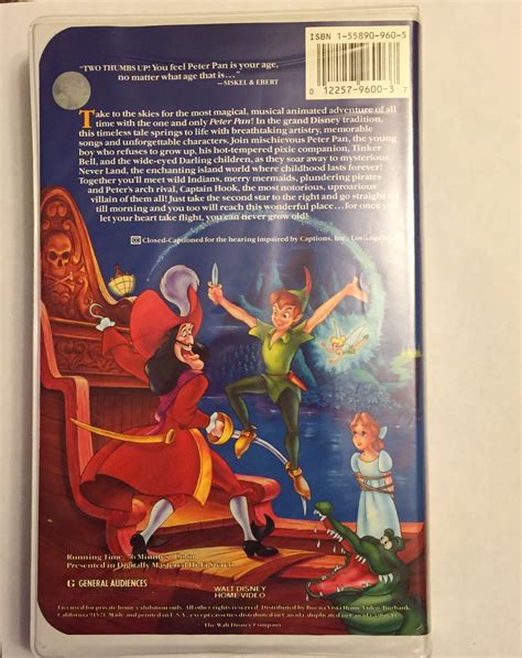 Peter Pan Vhs Black Diamond Disney Very Rare 960