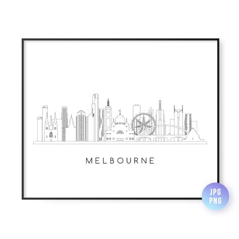 Melbourne Skyline Print. Melbourne City Skyline Line Art. Instant ...