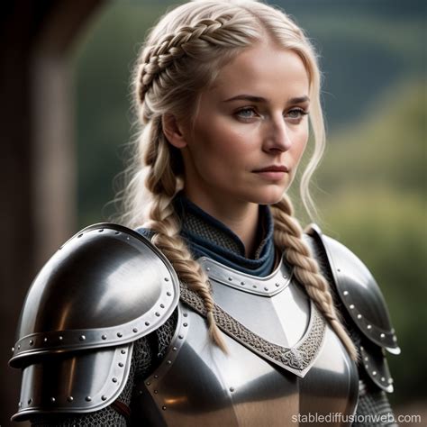 Armored Female Knight With Braided Hair Stable Diffusion Online