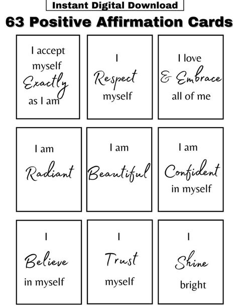 Positive Affirmation Card Deck Vision Board Printables Cards For Law