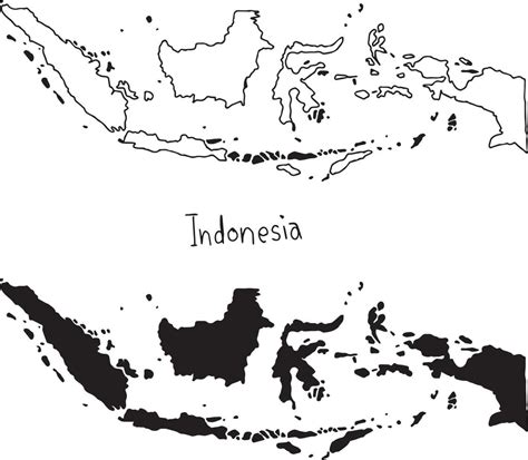 outline and silhouette map of Indonesia - vector 3127387 Vector Art at ...