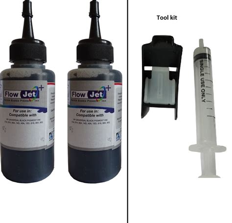 Flowjet Premium Quality Black Refill Ink Bottles Kit With Syringe For Hp