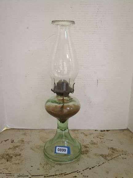 Antique Green Glass Oil Lamp Delaware Auction Center